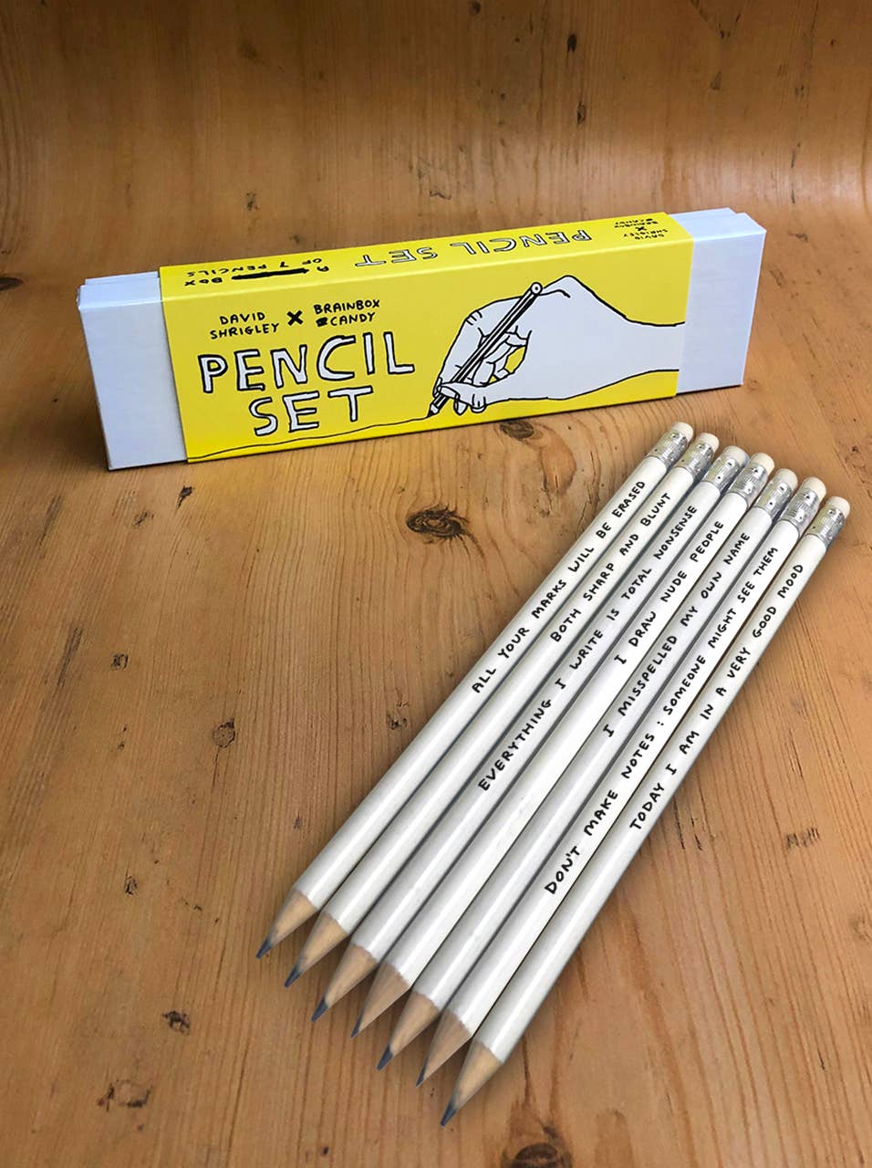 David Shrigley Pencil Set – Set 1 | 6 blyertspennor med budskap