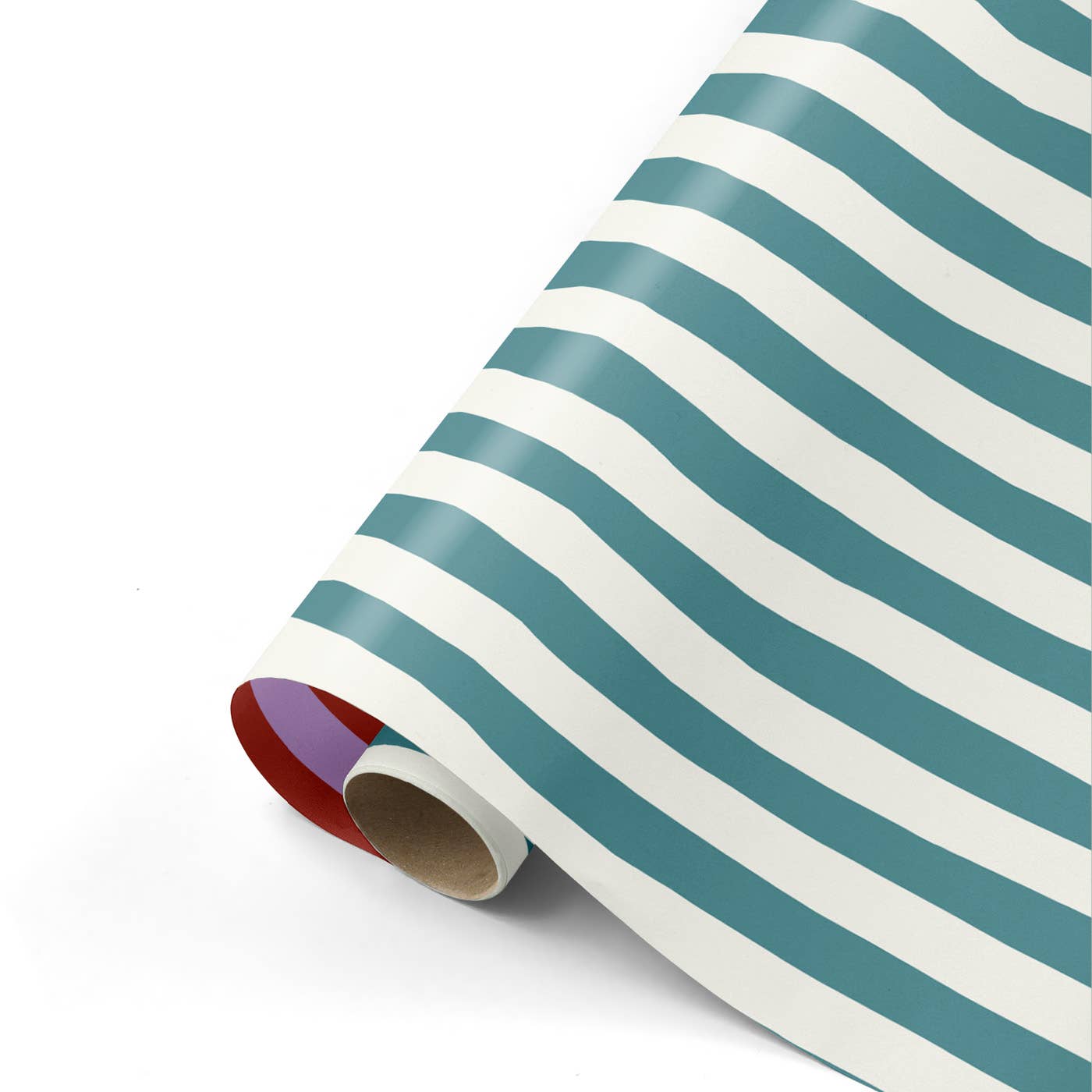 Lazy Stripes – Presentpapper - Teal/Vit/Lila/Vinröd