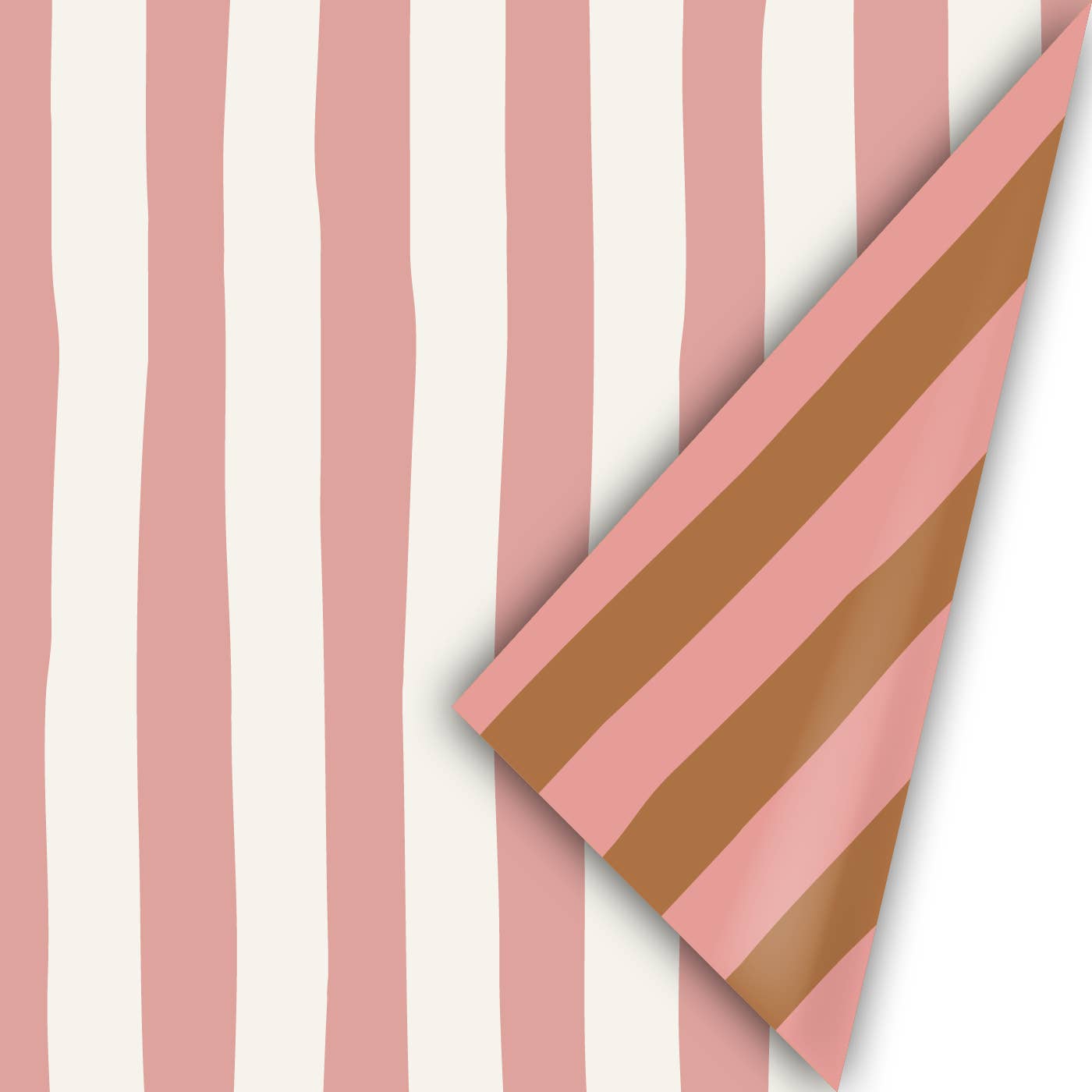 Lazy Stripes – Presentpapper - Rosa/Vit/Rost