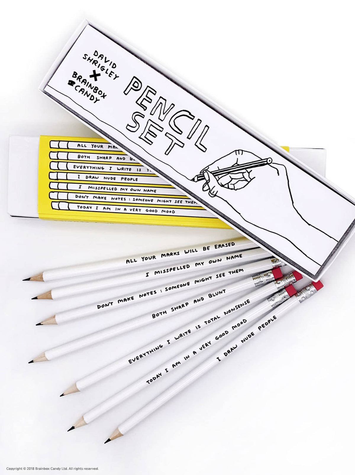 Pennset 1 - 6 blyertspennor med budskap | David Shrigley