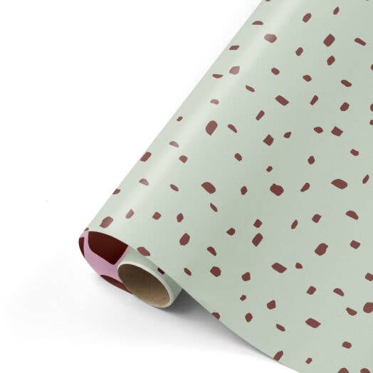 Minimal Dots - Presentpapper -Vinröd/Mint