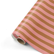 Lazy Stripes – Presentpapper - Rosa/Rost/Vit
