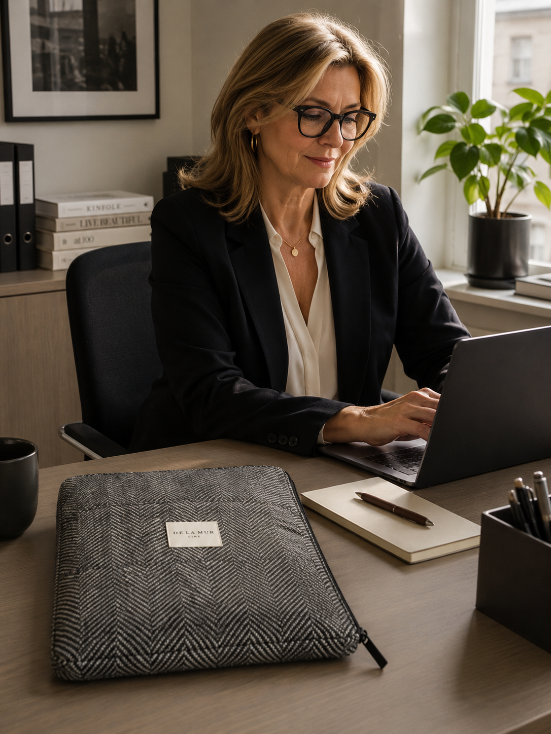 Dope laptopfodral – grått datorfodral med fiskbensmönster