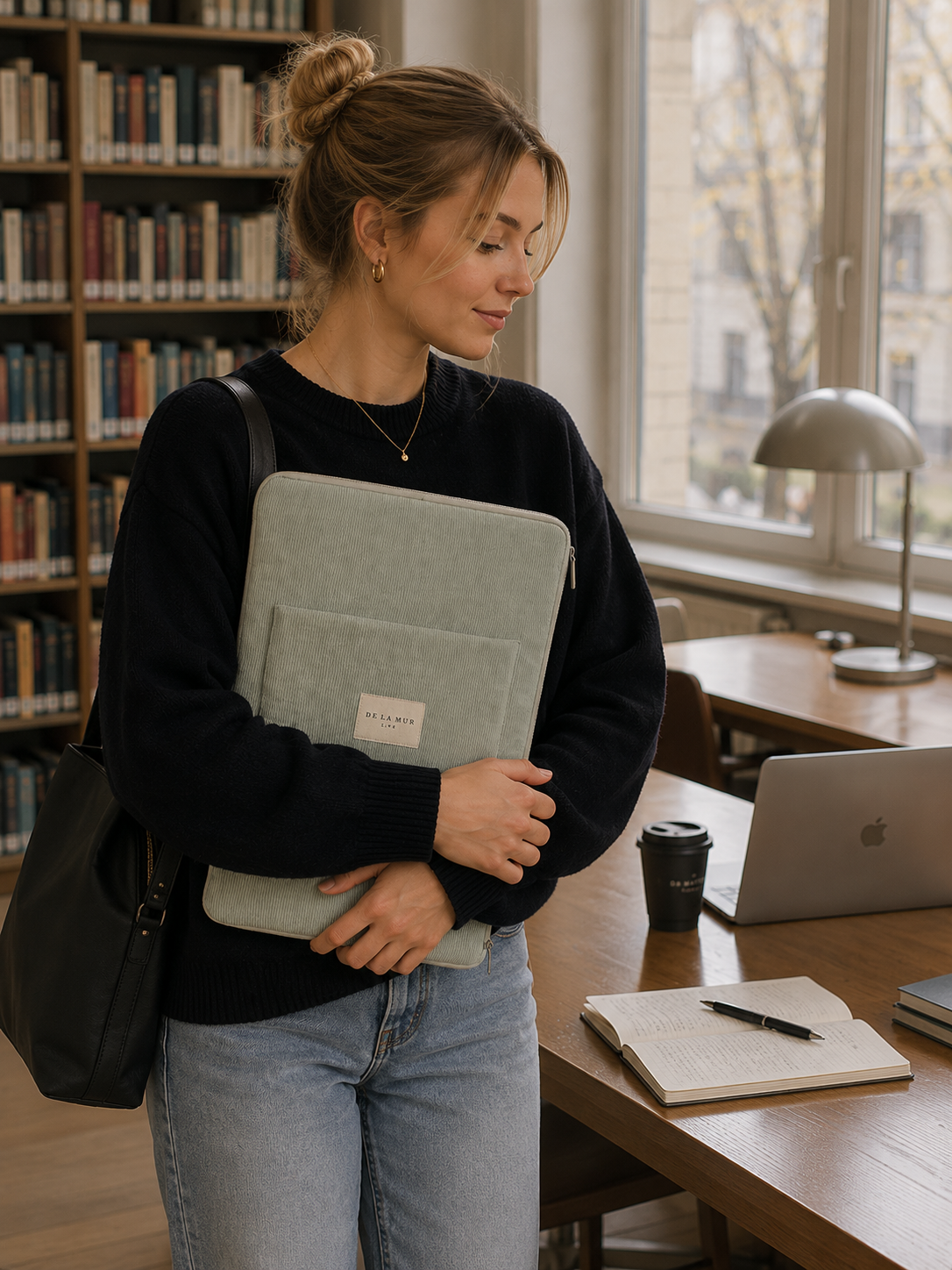 Teo laptopfodral – grönt randigt datorfodral