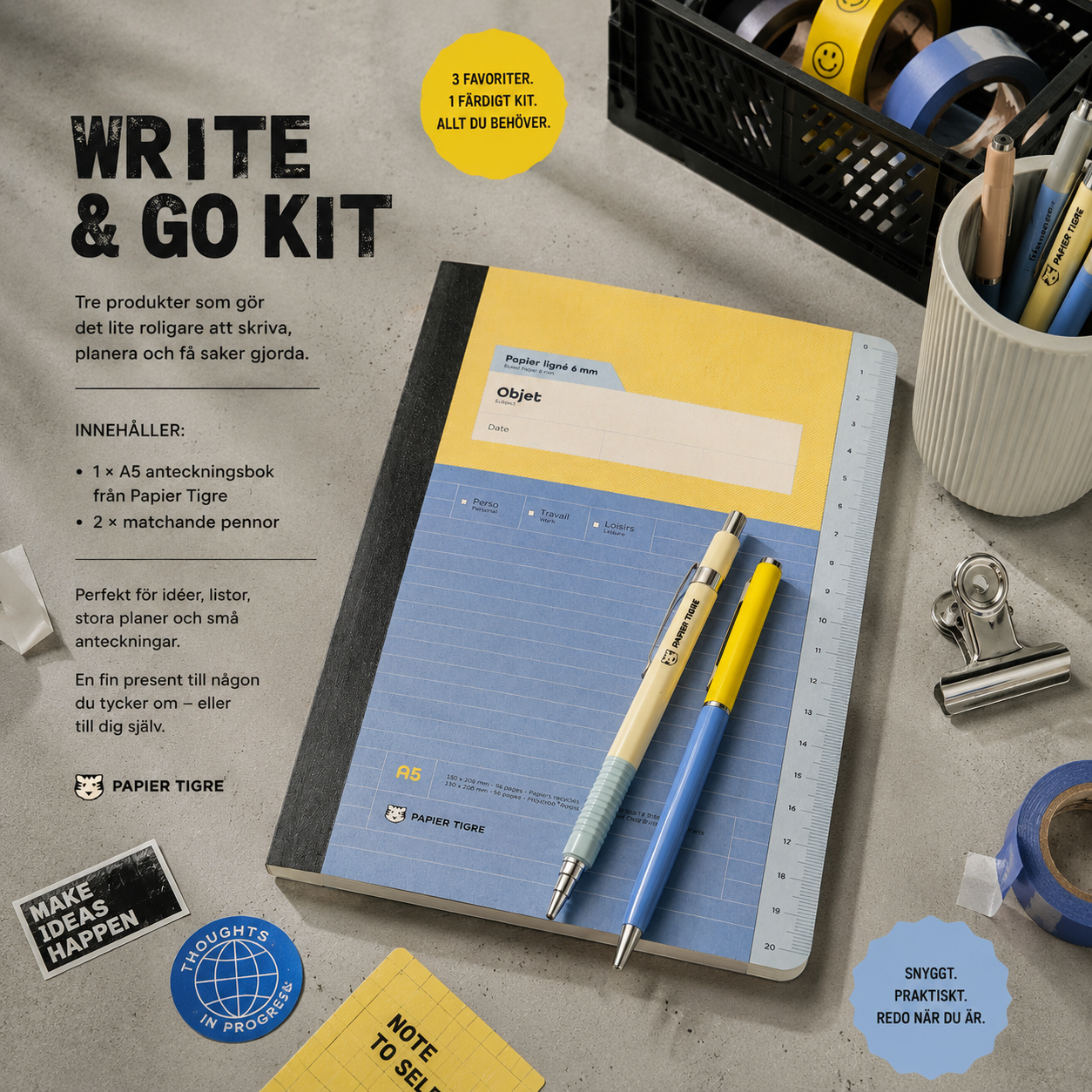 Ready-Set-Go - Papier Tigre - Blå/Gul
