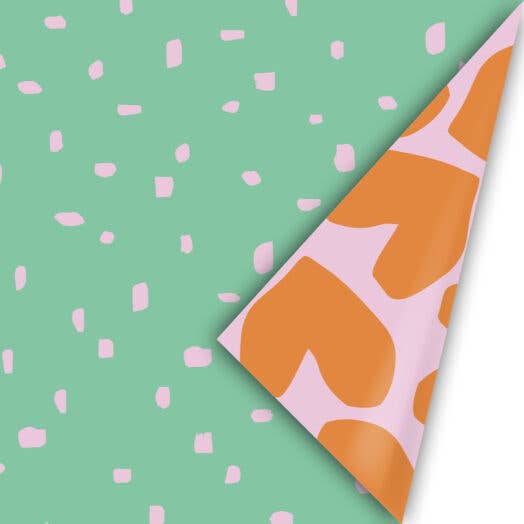 Minimal Dots - Presentpapper -Mint/Rosa/Orange