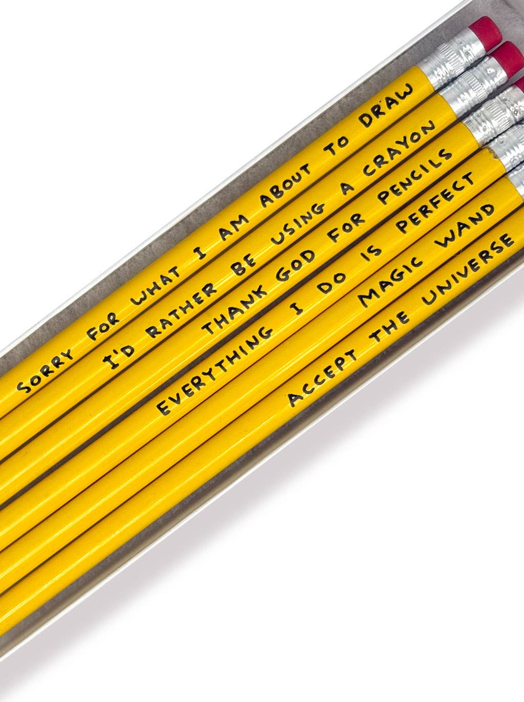 David Shrigley Pencil Set – Set 3 | 6 blyertspennor med budskap