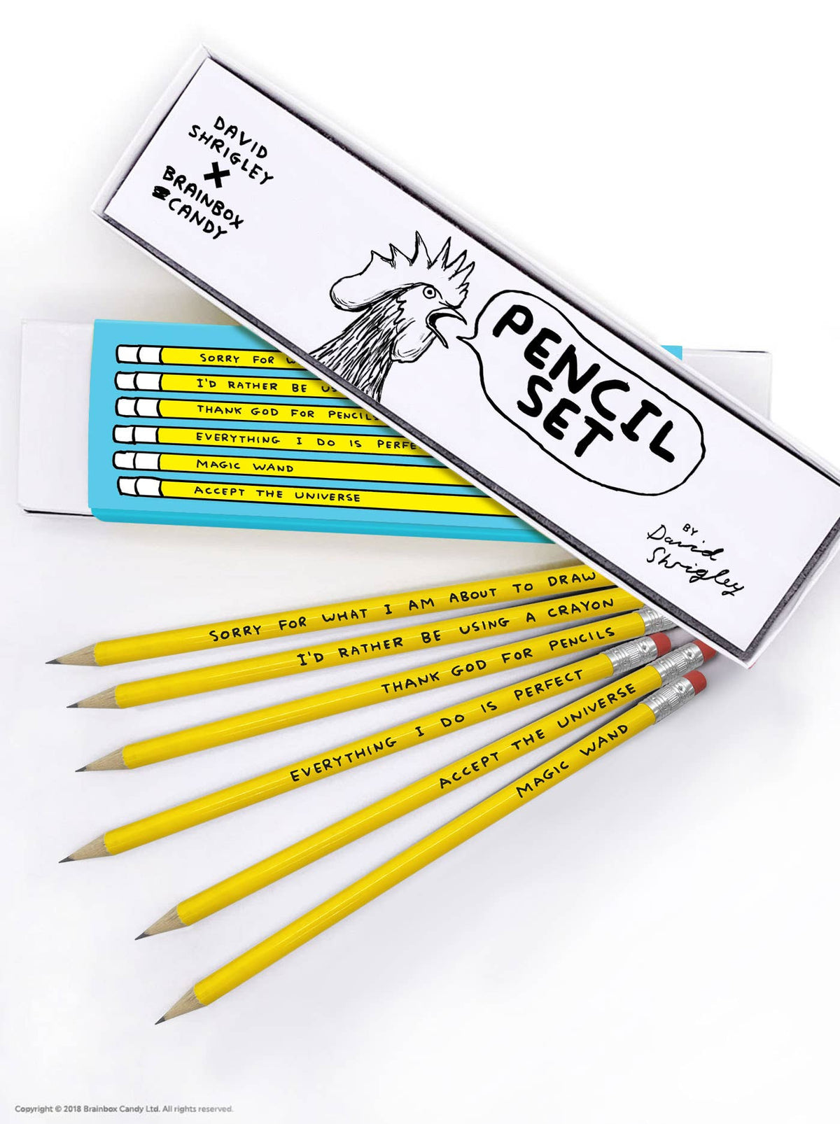 David Shrigley Pencil Set – Set 3 | 6 blyertspennor med budskap