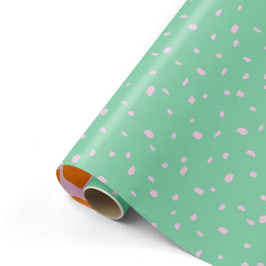 Minimal Dots - Presentpapper -Mint/Rosa/Orange