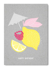 Happy Birthday - Grafiskt grattiskort med citron | Fritzante