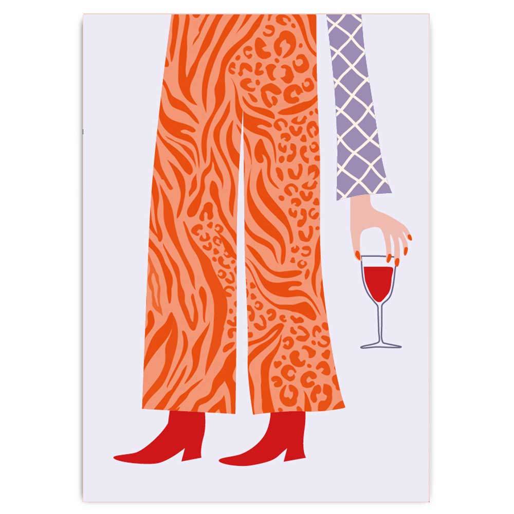 Vykort Flicka med vin – Dolce Vita | Fritzante