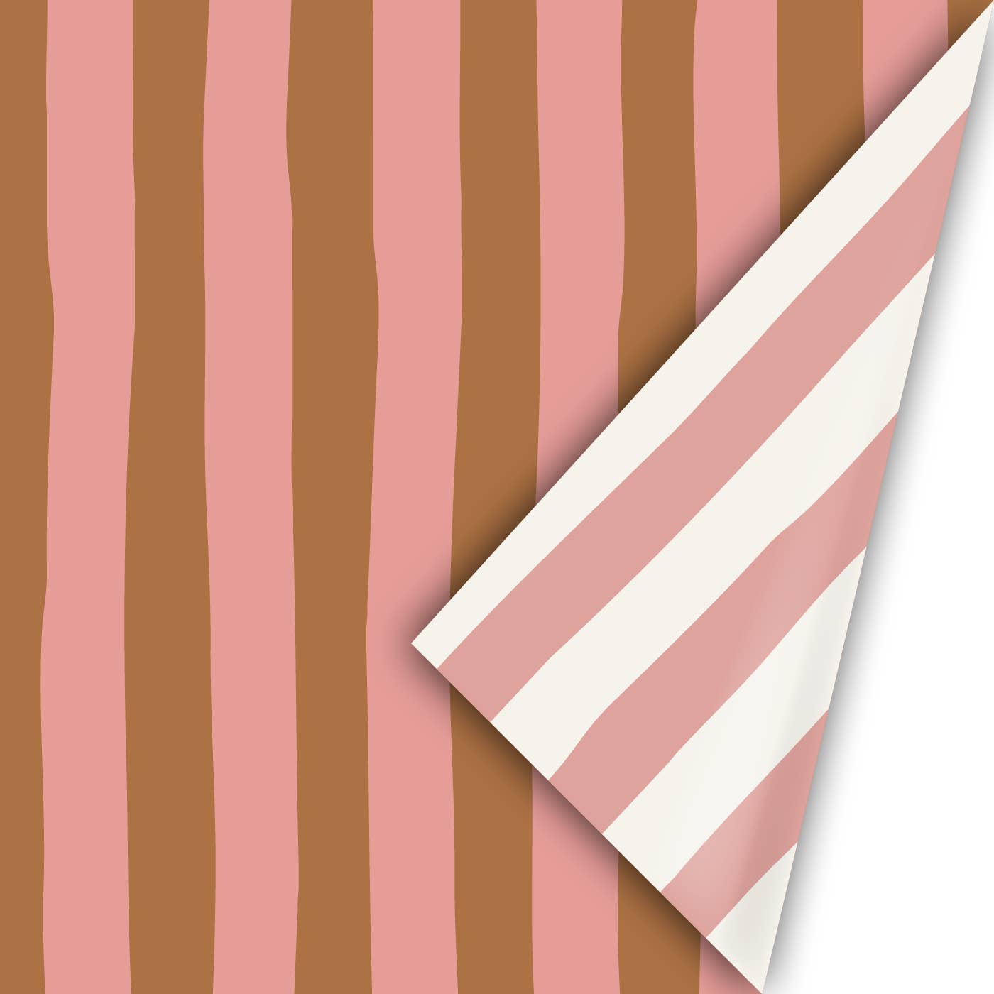 Lazy Stripes – Presentpapper - Rosa/Rost/Vit