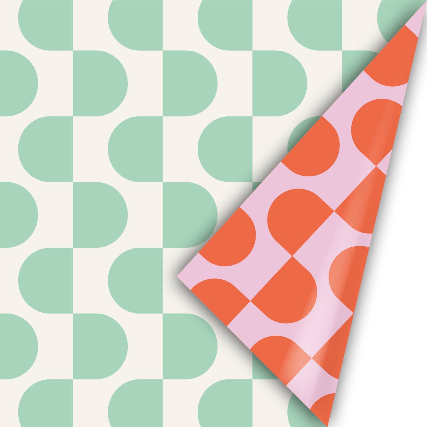 Chunky Curves - Presentpapper - Mint/Vit/Röd/Lila