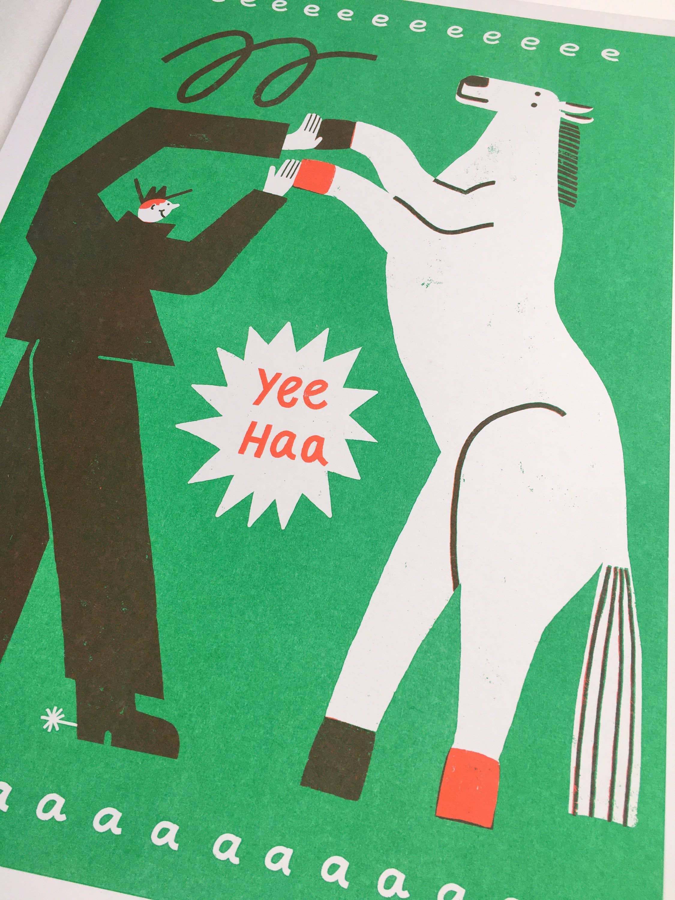 Yeeeeehaaa! - Risografitryck - Grön