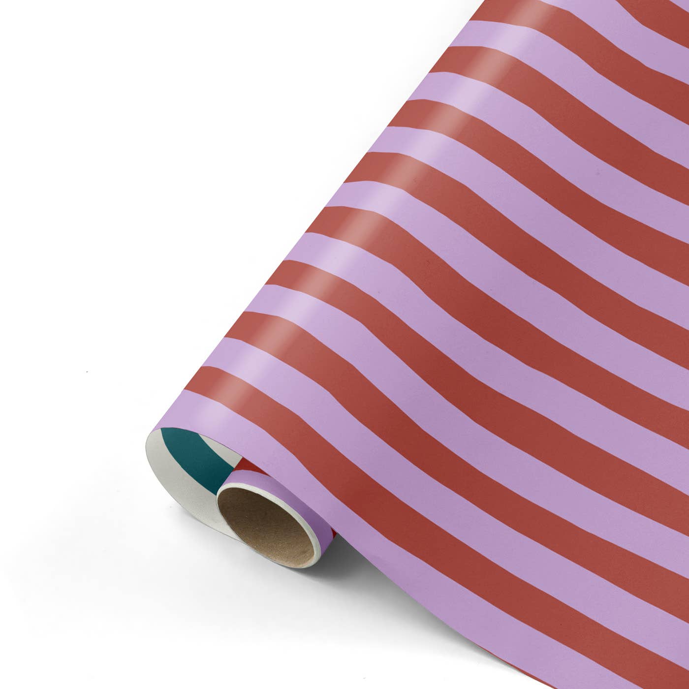 Lazy Stripes – Presentpapper - Lila/Vinröd/Teal/Vit