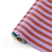 Lazy Stripes – Presentpapper - Lila/Vinröd/Teal/Vit
