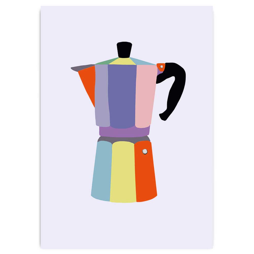 Vykort Caffettiera – vykort med neontryck, A6
