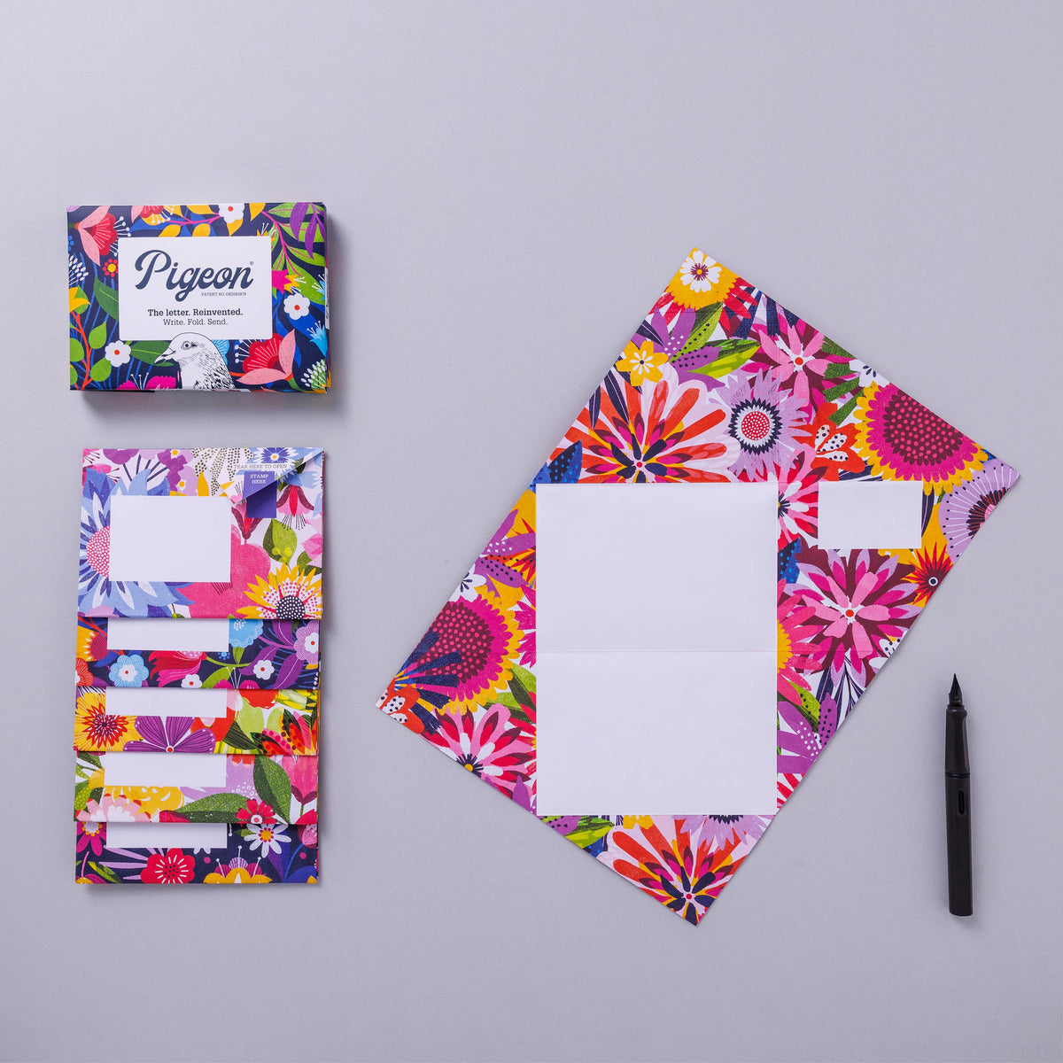 Floral Fantasia, Vikbart Brevset – Paket med 6 Brev